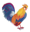 Nature Weaved in Threads, Rooster [ Vibrant Rooster in Watercolor ] [] / (6.88" x 7.2") [] embroidered iron-on patch