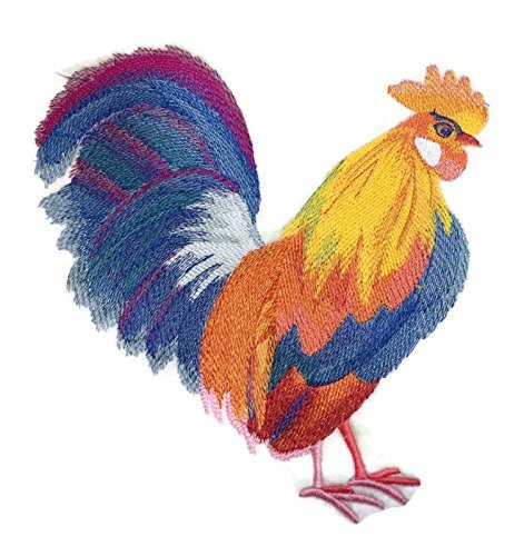 Nature Weaved in Threads, Amazing Rooster [ Vibrant Rooster in Watercolor ] [Custom and Unique] Embroidered Iron on/Sew Patch (6.88" x 7.2") [Made in USA]