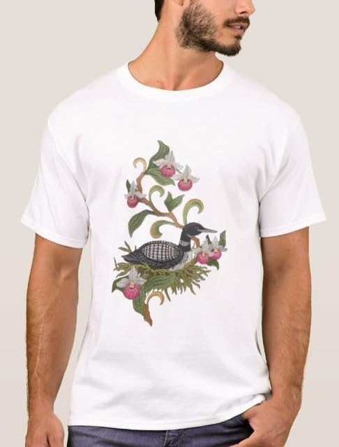 Custom Minnesota Common Loon and Showy Lady Slipper Medley Bird Embroidery Iron On/Sew Patch - Beyond Vision (7" x 10.67")