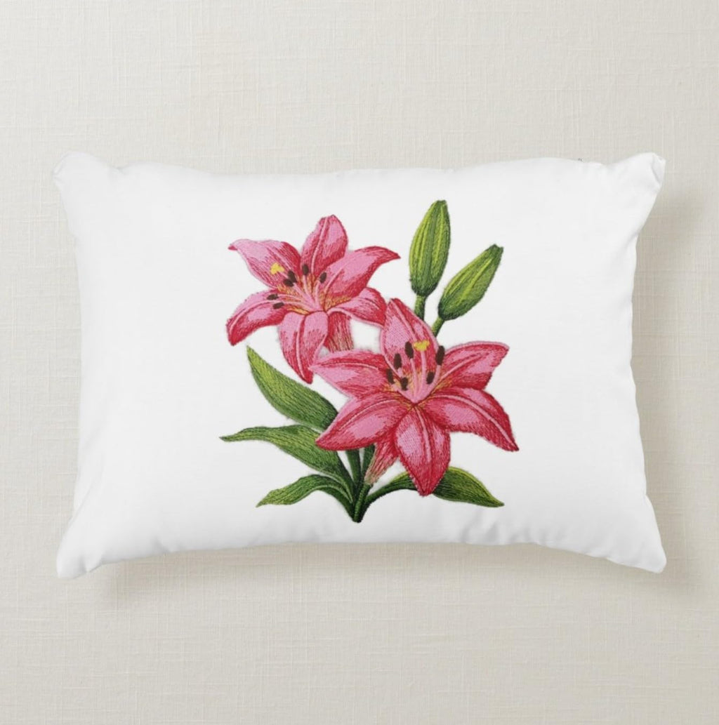 Parche bordado de flores de lirio rosa BeyondVision – Aplique floral grande de 15,87 x 18,8 cm para planchar o coser – Parche floral decorativo para chaquetas, vaqueros, bolsos y manualidades – Hecho en EE. UU.
