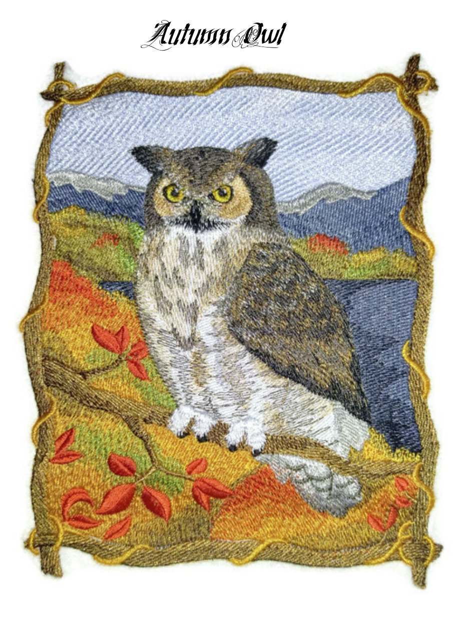 Nature Weaved in Threads, Amazing Birds [Autumn Owl [Custom and Unique] Embroidered Iron on/Sew Patch (7.44" x 5.85") [Made in USA]