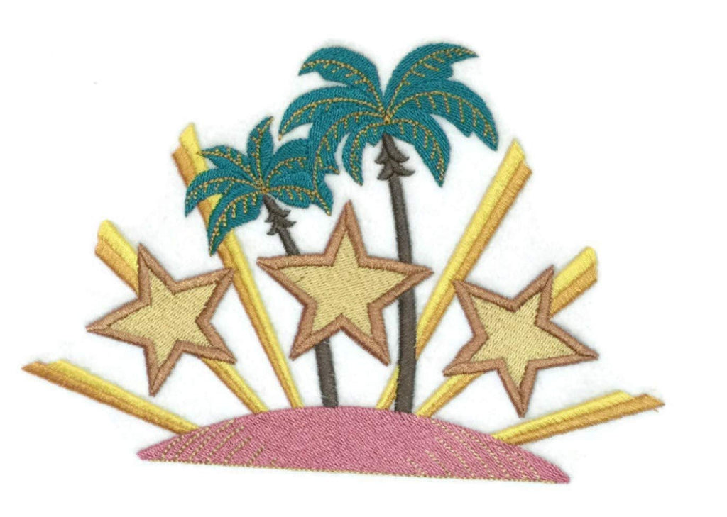 Parche bordado termoadhesivo "Round The World City Square" de Los Ángeles [19,5 x 13 cm] [Hecho en EE. UU.]