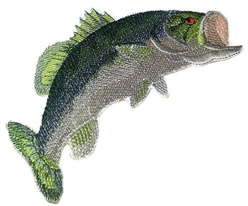 Nature's Bounty Beautiful Custom Fish Portraits [Largemouth Bass] Embroidered Iron On/Sew patch (6" x 3") Made in USA]