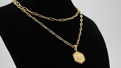 BeyondVision 18K Gold plated double layer double sided alphabet pendant necklace and choker necklace set