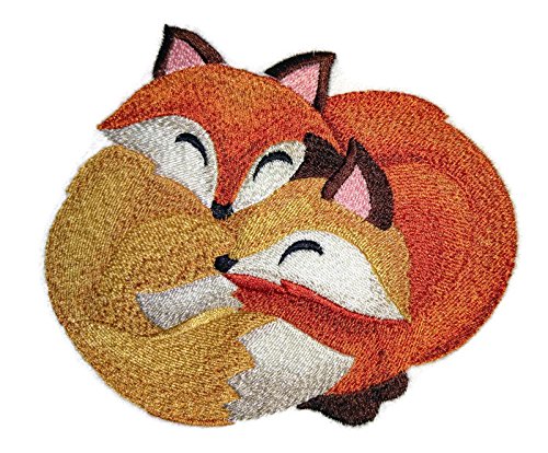 Naturaleza entretejida en hilos, increíble reino animal bebé [Abrazos otoñales - Zorros] [Personalizado y único] Parche bordado para planchar o coser, 5. [4" x 4.66"] [Hecho en EE. UU.]