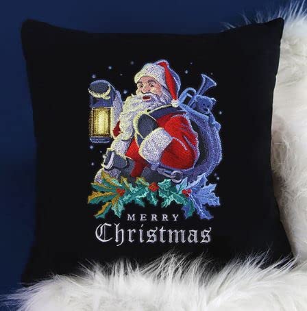 Beyond Vision Merry Christmas [Night Before Christmas Santa ] Embroidered Iron on/Sew Patch (6.9" x 9.53") [Made in USA]
