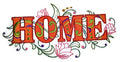 Home with Vintage Flower Fade (9.28" x 4.61") embroidered iron-on patch