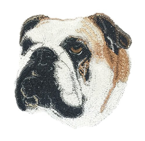 Amazing Dog Faces [Bulldog-2 [Custom and Unique] Embroidered Iron on/Sew Patch (4" x 3.4") [Made in USA]