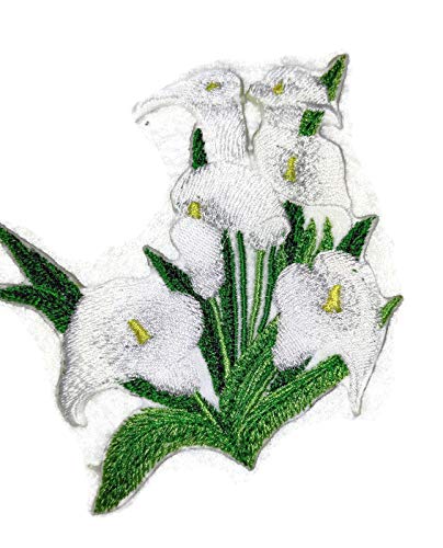Custom and Unique Garden's Best Delight Flower [Calla Lilies ] Embroidered Iron on/Sew Patch (3.5" x 4") [Made in USA]