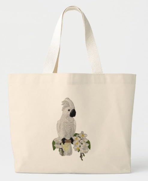 Custom Umbrella Cockatoo & Orchids Bird Embroidery Iron On/Sew Patch - Beyond Vision (3.87" x 6.8")