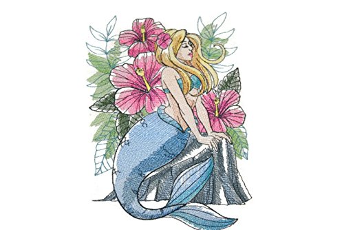 BeyondVision Custom 22" Embroidered [Mermaid Splendor] HeavyDuty Natural Canvas Tote/Beach Bag