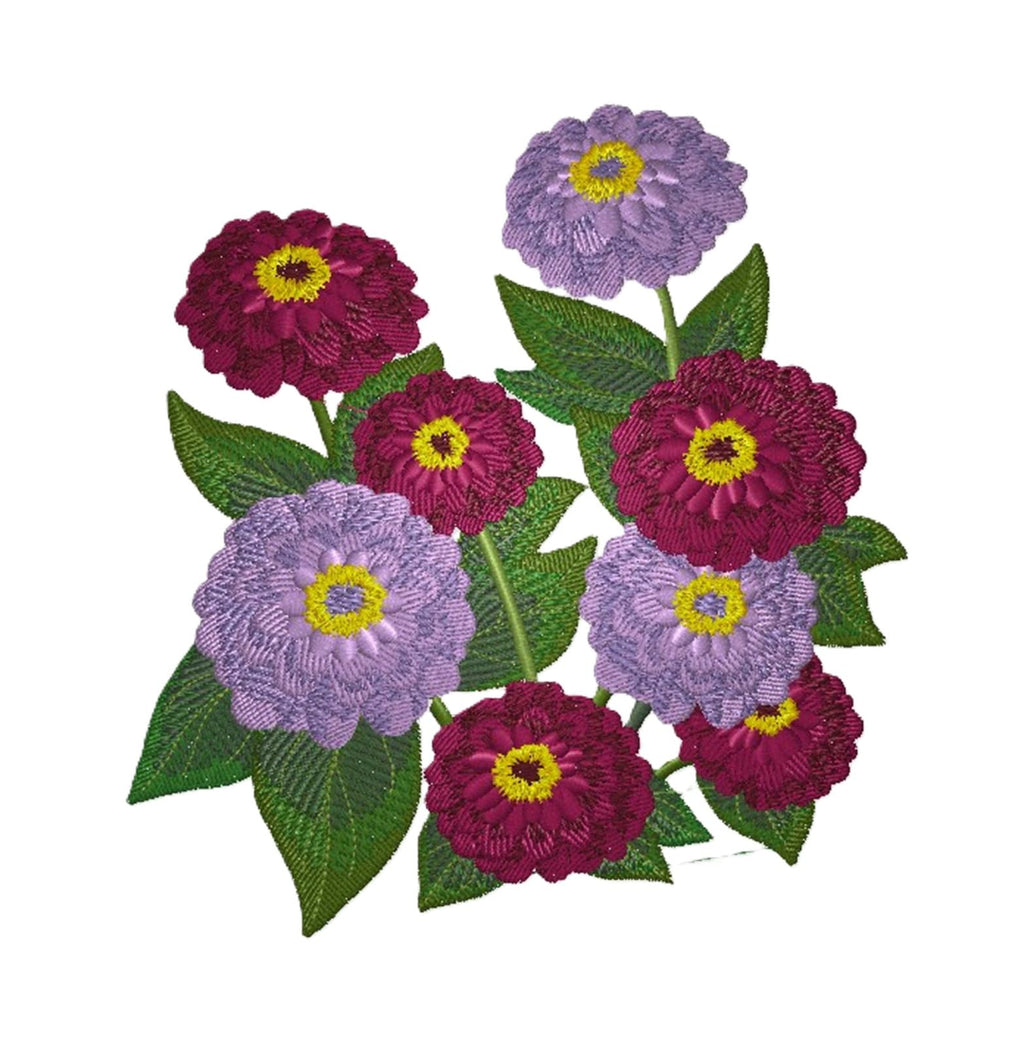 Parche bordado para planchar o coser con diseño de flor de zinnia de Beyond Vision (14 cm de ancho x 14 cm de alto)