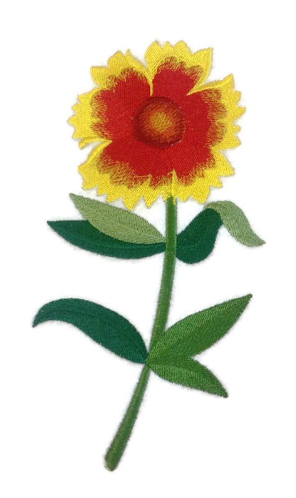 Custom and Unique (Goblin Blanket Flower with Long Stem) A Inspirational Blooms Flower Embroidered Iron on/Sew Patch (4.42" x 7.81") [Made in USA]