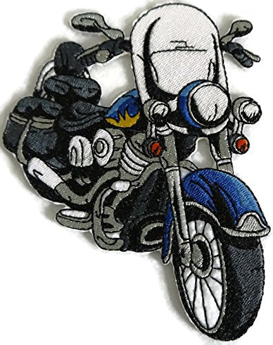 Hot Rods on a Canvas Beautiful Bikers Patch Collection [Mighty Blue Chopper ] [American Automobile History in Embroidery] Embroidered Iron On/Sew Patch (6" x 4.8") Made in USA]