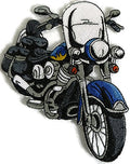 Mighty Blue Chopper (6" x 4.8") embroidered iron-on patch