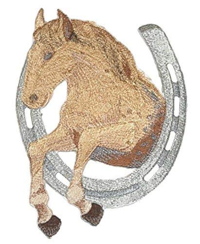 [Custom] Lucky Charm Horse with Horse Shoe [Appaloosa Horse] Embroidery Iron On/Sew patch [6.441 [h]" x 4.87 [w]"][Made in USA]