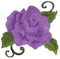 Purple Single Rose (5" x 4") embroidered iron-on patch