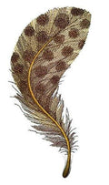 Fancy Feather Collection [Spotted Brown Feathers ] / (8" x 3") [] embroidered iron-on patch