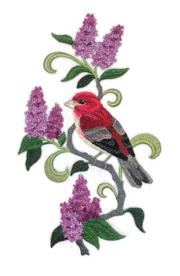 Parche bordado termoadhesivo personalizado "New Hampshire Purple Finch" y "Purple Lilac" (13,5 x 24,7 cm) de BeyondVision