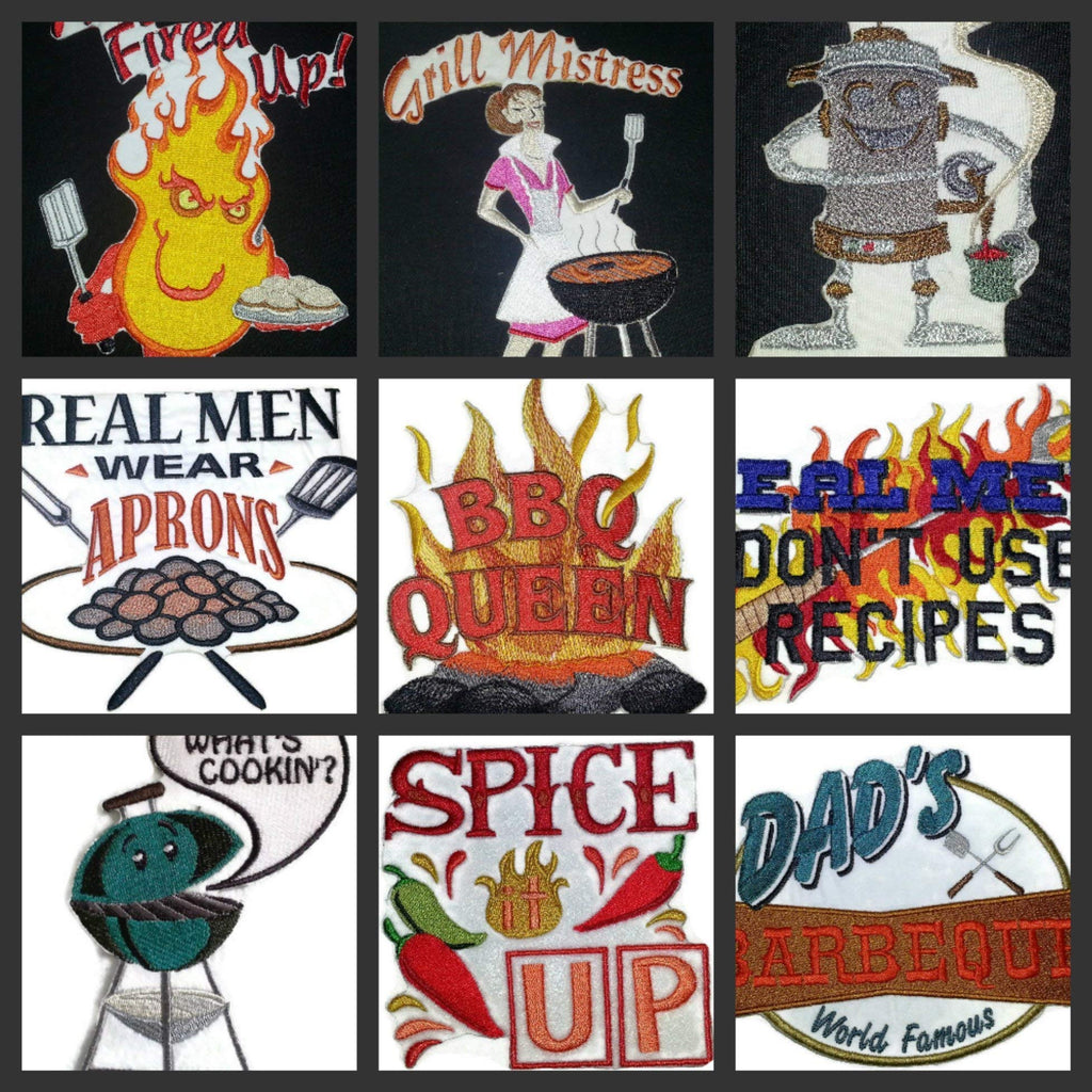 Lets go Outback for BBQ Apron Design [Dad's World Famous Barbeque] Embroidered Iron On/Sew Patch (6.1" x 4.9") Made in USA]