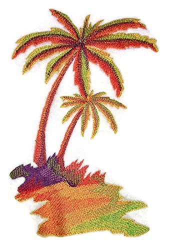Nature Weaved in Threads [ Tropical Palm Trees in Watercolor] [Custom and Unique] Embroidered Iron on/Sew Patch (6" x 8.26") [Made in USA]