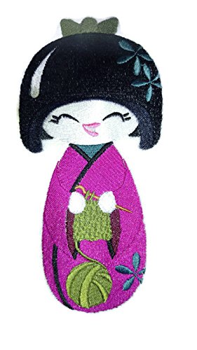 [Custom] Krafty Kokeshi Japanese Doll [Kokeshi Crochets] Embroidery Iron On/Sew Patch (6.84" x 3.21")[Made in USA]