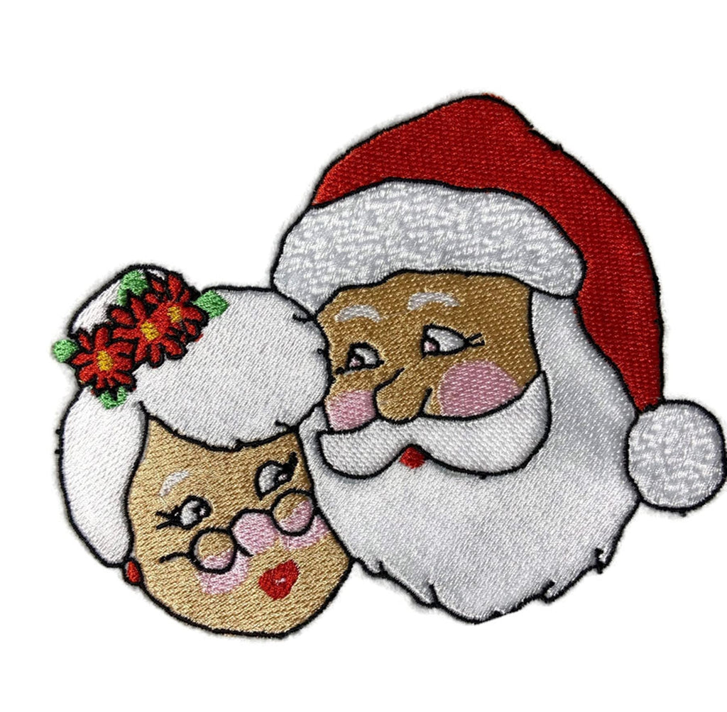 Beyond Vision Merry Christmas [Mr. & Mrs. Santa ] Embroidered Iron on/Sew Patch (5.9" x 4.9") [Made in USA]