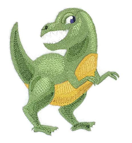 Dinosaurio personalizado y único [Soy un T-Rex] [Parche bordado para planchar o coser de 5,6" x 4,6"] [Hecho en EE. UU.]