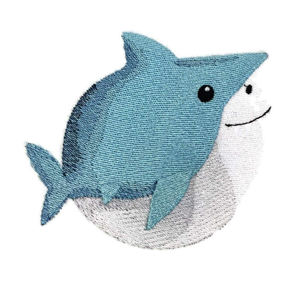 Nature Weaved in Threads, Amazing Baby Animal Kingdom [ Roly-Poly Shark ][Custom and Unique] Embroidered Iron on/Sew Patch (4.84" x 4.22")