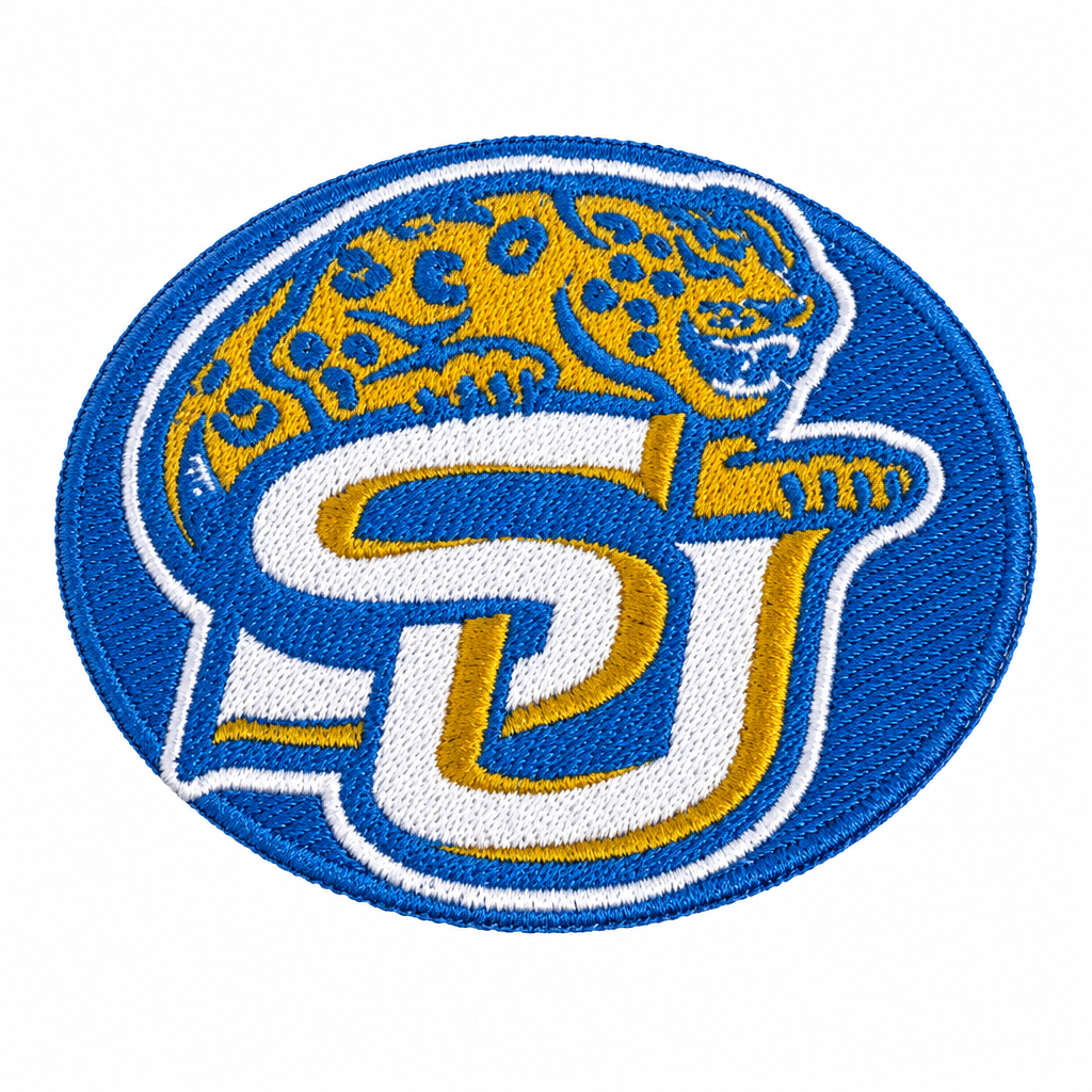 Blue-and-gold jaguar patch image
