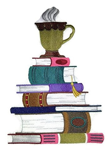 Custom and Unique Cup for Book Lover Embroidered Iron on/Sew Patch (10.22" x 6.9") [Made in USA]