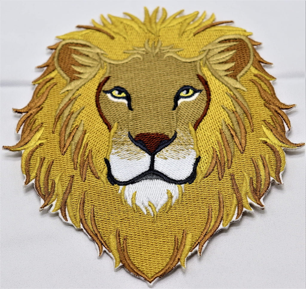Nature Weaved in Threads, Amazing Animal Kingdom [Mighty Lion Face] [Custom and Unique] Embroidered Iron on/Sew Patch (5.32" x 5.58") [Made in USA]