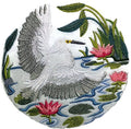 Snowy Egret Scene (5.87" x 5.85") embroidered iron-on patch