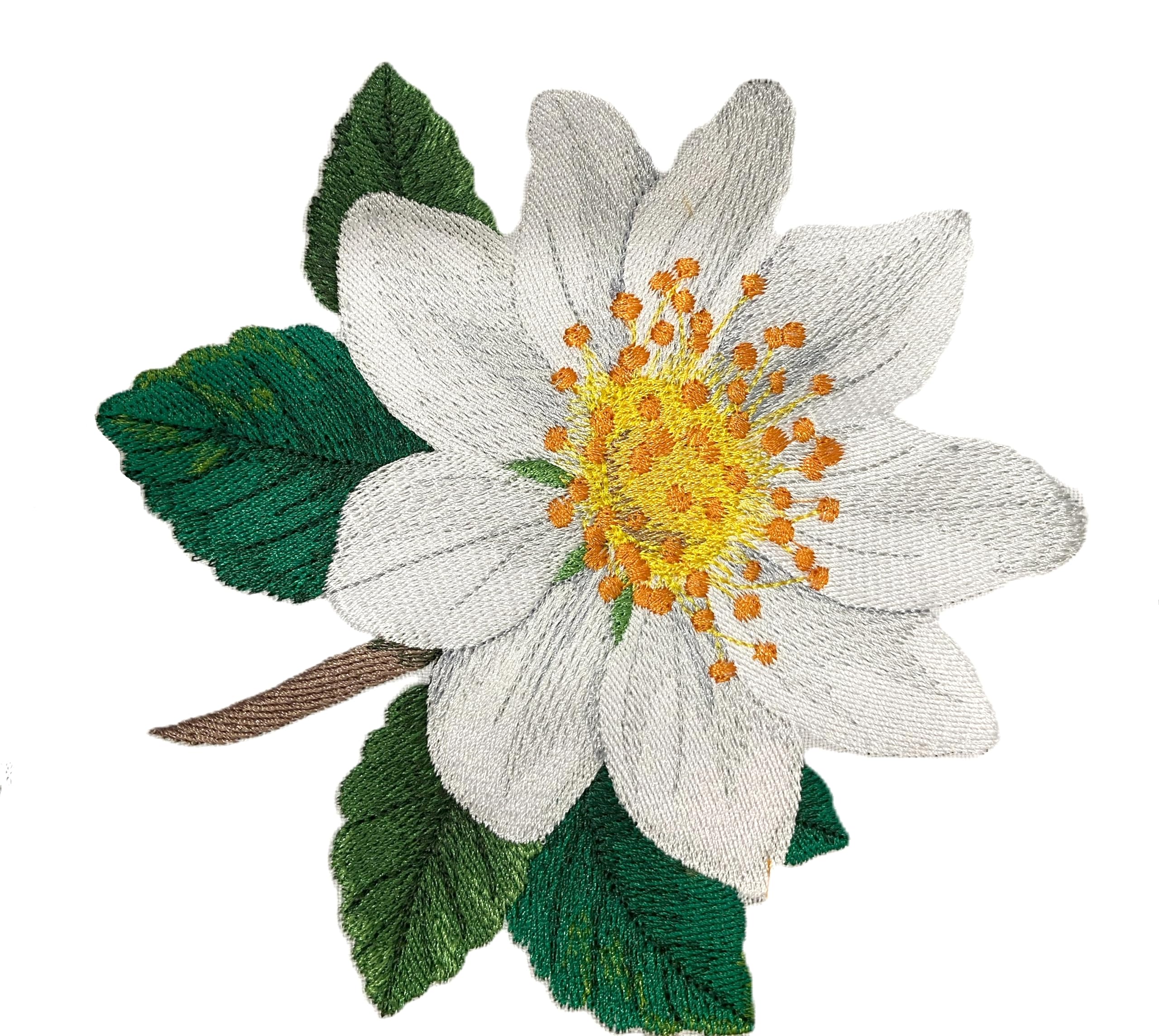 Iris Flower Mountain Avens Embroidered Iron on/Sew Patch (5.94" x 5.86")