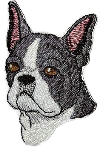 Amazing Custom Dog Face Portraits [Boston Terrier ] Embroidery Iron On/Sew Patch (3" x 2.5")[Made in USA]