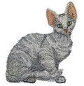 Devon Rex Cat (4.5" x 4.25") embroidered iron-on patch