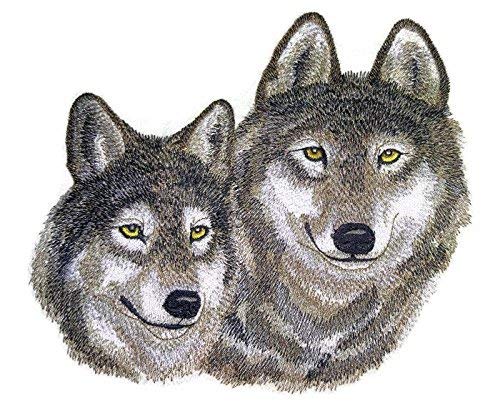 Nature weaved in threads, Amazing Animal Kingdom [Wolf Pair] [Custom and Unique] Embroidered Iron on/Sew patch (7.56" x 7") [Made in USA]