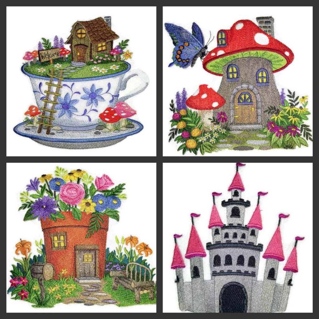 Colección de Hadas Mágicas, personalizada y única [Castillo de cuento en flor] [Personalizado y único] Parche bordado para planchar o coser [7,25" x 5,85"] [Hecho en EE. UU.]