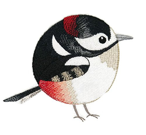 Nature Weaved in Threads, Amazing Baby Birds Kingdom [ Roly-Poly Woodpecker ][Custom and Unique] Embroidered Iron on/Sew Patch (4.86" x 4.18") [Made in USA]