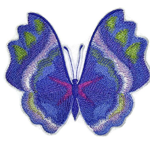 BeyondVision Custom and Unique Water Color Blooms and Butterflies [Watercolor Morning Glory Butterfly] Embroidered Iron on/Sew Patch (5.76" x 4.85") [Made in USA]