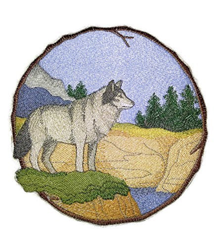 BeyondVision Nature Weaved in Threads, Amazing Animal Kingdom [Walk in The Woods Wolf] [Custom and Unique] Embroidered Iron on/Sew Patch (7" x 6.95") [Made in USA]