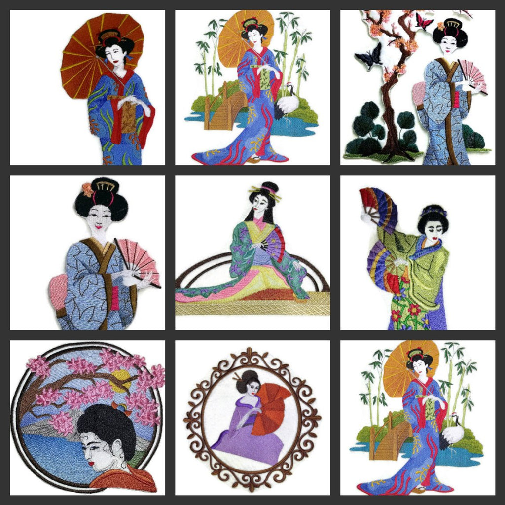 Amazing Custom Geisha Portraits [Lounging Geisha ] [Rich Japanese Culture and Tradition] Embroidered Iron On/Sew Patch (9.41" x 5.84") [Made in USA]