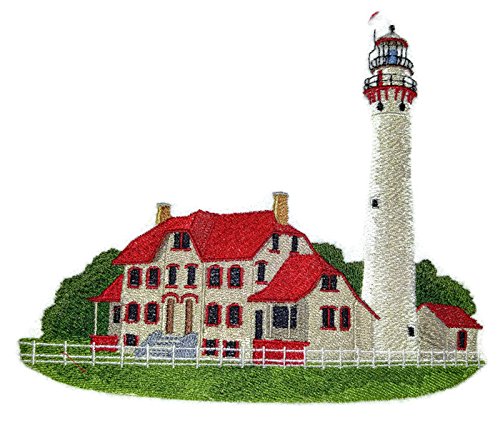 Custom and Unique Lighthouse [Grosse Point Lighthouse] Embroidered Iron on/Sew Patch (7.5" x 6") [Made in USA]