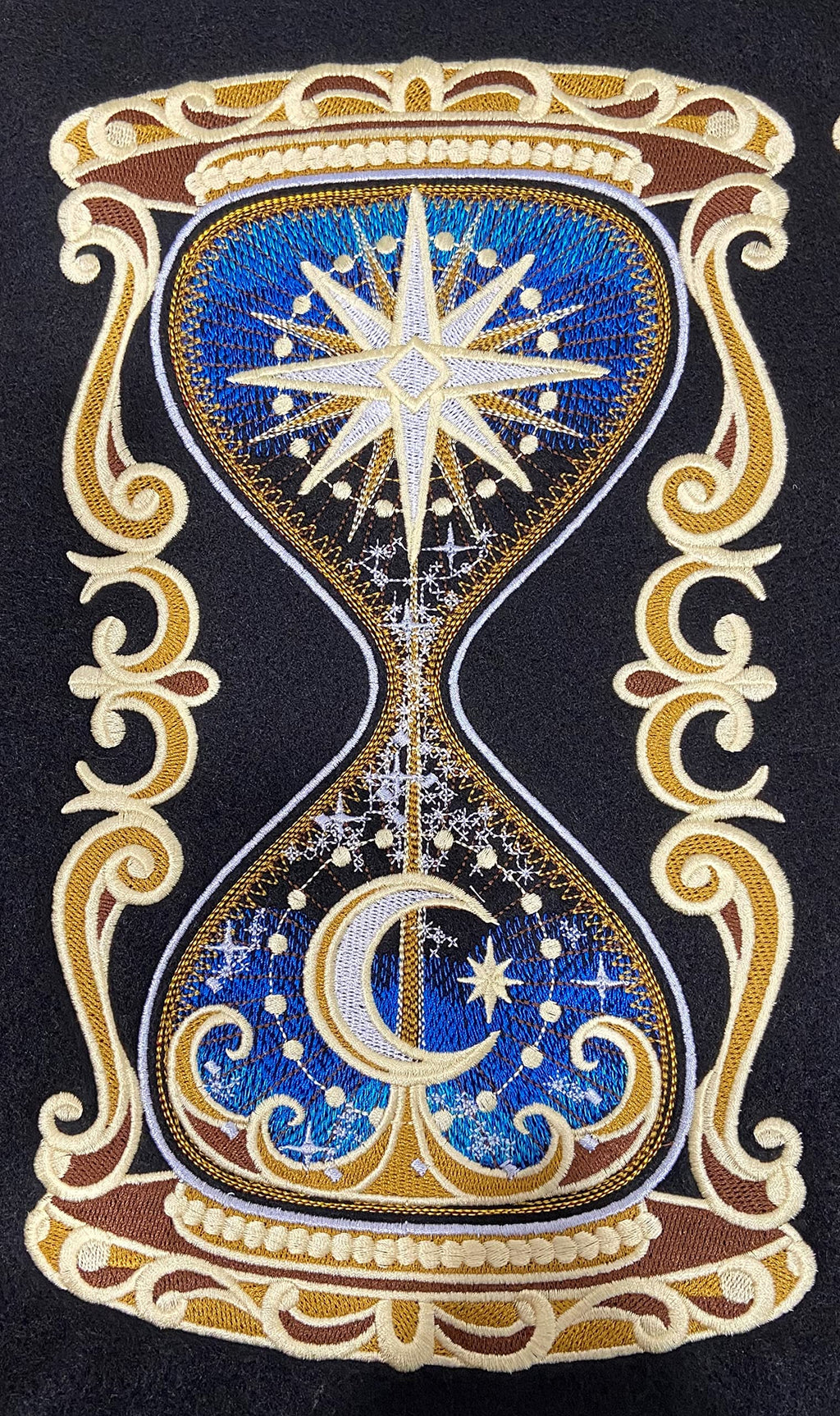 Custom Day Night Hourglass Embroidery Iron On/Sew Patch (6.8" x 11.75")