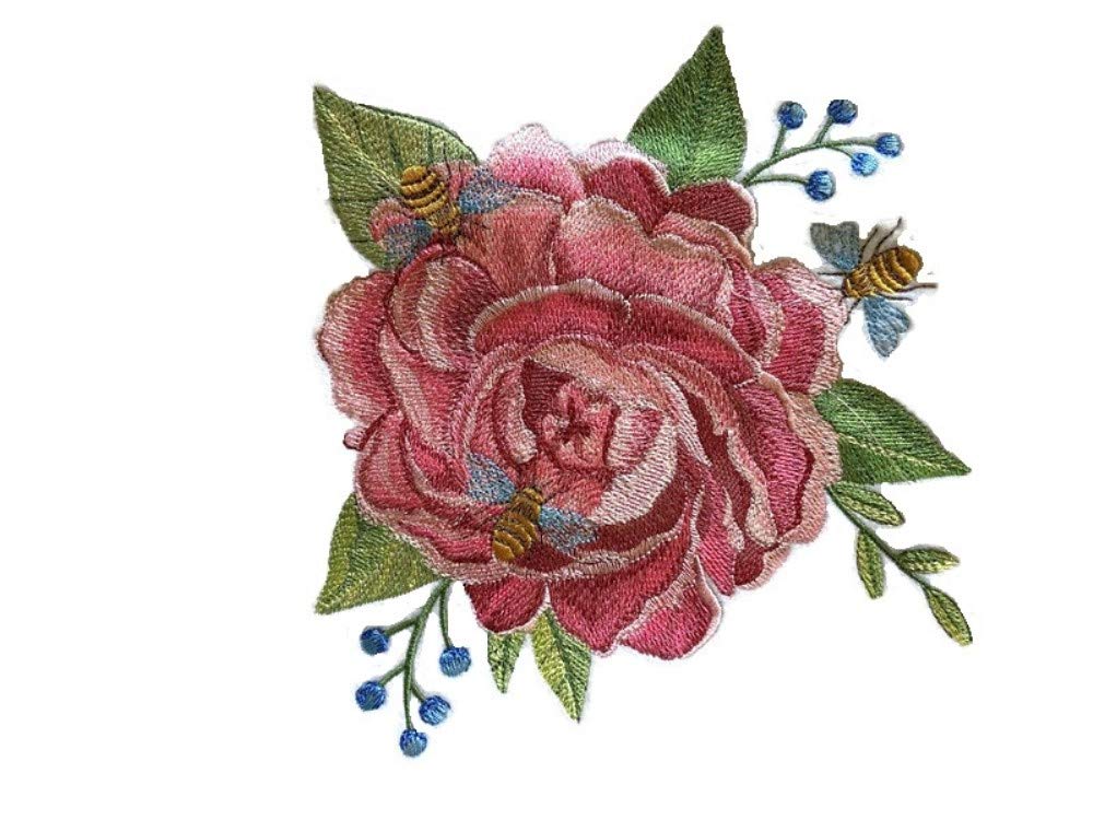 Custom and Unique (Buzzing Summertime Bloom) Blooms Flower Embroidered Iron on/Sew Patch (6.85" x 7.53") [Made in USA]