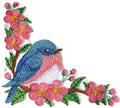 Nature Weaved in Threads, Birds Kingdom [Bluebirds and Blossoms ] [] / (5" x 5") [] embroidered iron-on patch