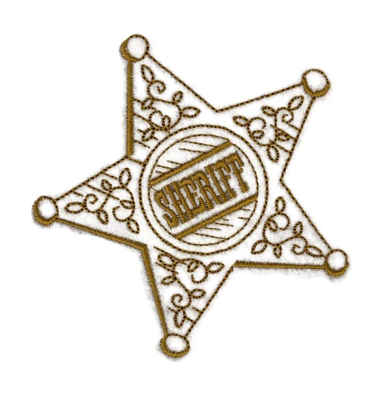 Parche bordado para planchar y coser Beyond Vision Custom [Insignia de sheriff del Viejo Oeste de costura rápida] (9,85 cm de ancho x 9,86 cm)