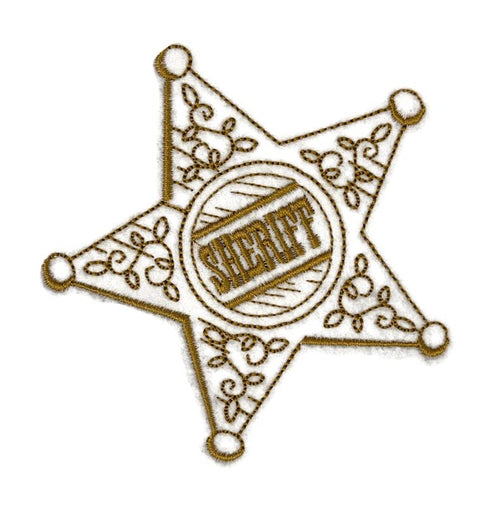 Beyond Vision Custom [Old West Quick-Stitch Sheriff's Badge ] Embroidered Iron on/Sew Patch (3.85" x 3.86")