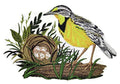 Nature Weaved in Threads, Birds Kingdom [Eastern Meadowlark and Nest] [] / [8"5.35"] [] embroidered iron-on patch