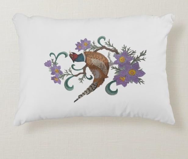 Custom South Dakota Ring-Necked Pheasant and Pasqueflower Medley Bird Embroidery Iron On/Sew Patch - Beyond Vision (6.99" x 10.18")